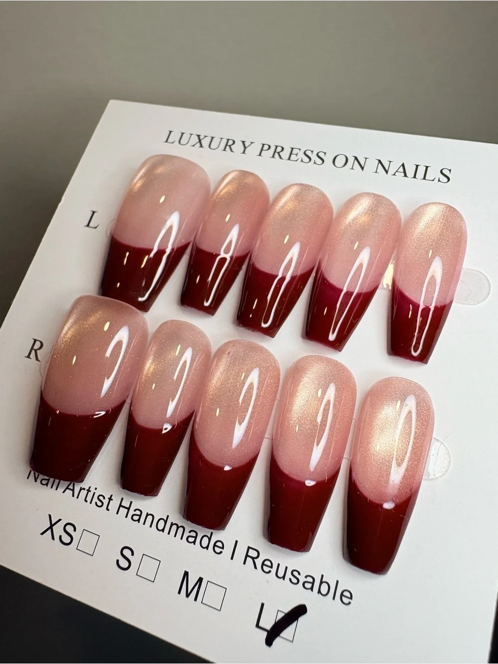 Luxury Pink & Burgundy Ombre Press-On Nails